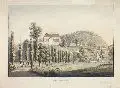 Christian Gottlob Hammer, Schloß Walbeck am Harz, Um 1830, Altkolorierte Umrißradierung nach einer Zeichnung von A