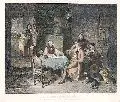 Adrian Schleich, Die Kartenschlägerin, Kolorierter Kupferstich