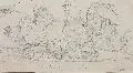 Ernst Hasse, Hühnerhof, Um 1850, Bleistiftzeichnung auf gräulichem Papier