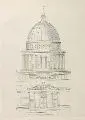 Franz Schwechten, Seitenansicht der St. Nikolaikirche in Potsdam, Kupferstich auf Bütten nach einem Entwurf Karl Friedrich Schinkels