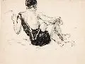 Johann Vincenz Cissarz, Mädchen am Strand, Um 1920, Kohlezeichnung auf leicht gebräuntem Papier
