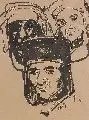 Rudolf Levy, Drei Kopfstudien, Um 1920, Pinselzeichnung in Tusche auf braunem Papier