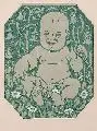 Max Helas, Sitzendes Baby in einer Blumenwiese, Um 1900, Farbholzschnitt, farbig gehöht