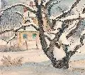 Kurt Erich Schäfer, Geburtshaus des Künstlers in Pillnitz, 1938, Aquarell über Bleistift auf chamoisfarbenem, festem Papier