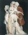 Paul Schier, Der erste Kuß, 1924, Farbige Pastellkreiden und Tempera auf schwarzem Karton