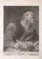 Bernhard Vogel, Portrait eines Philosphen, 1736, Schabkunstblatt nach einem Gemälde Kupezki's