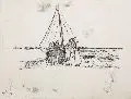 Erhard Dörner, Meereslandschaft, Kohlezeichnung auf Japan