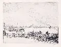 Otto Heinrich Engel, Blick über den Rhein auf Köln, Radierung auf "Van Gelder Zonen"-Bütten