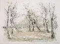 Walter Herzog, Baumlandschaft, 1976, Farblithographie