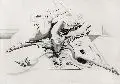 Karl Lorenz Kunz, Komposition, 1960, Graphitzeichnung auf gelblichem Papier