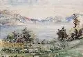 August Lange, Lago Maggiore, Aquarell auf Japan