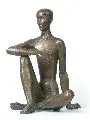 Herbert Volwahsen, Sitzender Jüngling, 1948, Außergewöhnliche große Bronzeplastik