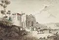 Johann Ludwig Giesel, Ruinenlandschaft, Aquarell