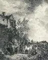 Jean Moyreau, La grotte du Marechal, 1748, Kupferstich nach einem Gemälde von Wouwermann