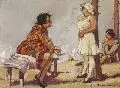 Badebekanntschaft by Georg Richter-Lößnitz, 1929, Deckfarbenmalerei, schwarz gehöht, auf braunem Papier, offered Sep 2006
