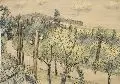 Fritz Tröger, Landschaft, 1951, Farbkreidezeichnung