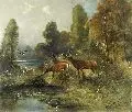 Moritz Müller, Damwild, 1918, Öl auf Malpappe