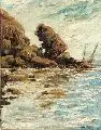 Robert Hahn, Küstenlandschaft, Um 1920, Öl auf Malpappe