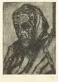Peter August Böckstiegel, Schlesische Flüchtlingsfrau, 1950, Radierung in Grauschwarz mit Plattenton
