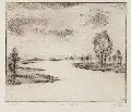 Georg Hermann Gelbke, Überschwemmung, 1915, Radierung in Braun
