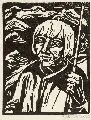 Elias Gottlob Haußmann, Mann im Gebirge, Linolschnitt