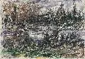 Hans-Joachim Hennig, Blick zum ehemaligen Schlachthof, 2003, Aquarell und Fineliner