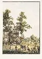 Ludwig Richter, Das Denkmal des Kurfürsten Moritz, 1820, Aquarellierte Radierung aus dem Zyklus "30 Mahlerische An- und Aussichten von Dresden"