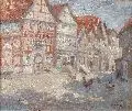 Frieda Strohmberg, Ansicht einer Kleinstadt, Um 1905, Öl auf Malpappe
