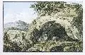 Ludwig Richter, Die Arnstein-Höhle, 1820, Aquarellierte Radierung