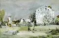 Alfred Knispel, Vorstadtidyll, Öl auf Leinwand