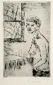 Erhard Hippold, Halbakt am Fenster (Gussy), 1932, Kaltnadelradierung