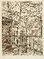 Hermann Lange, Gartenecke, 1922, Radierung in Braun