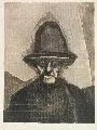 Klaus Drechsler, Männerkopf, 1980, Farblithographie auf grauem Bütten