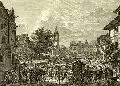 Christian Gottlob Hammer, Jahrmarkt in einem Boehmischen Bergstädtchen, 1833, Kupferstich nach einem Gemälde von Carl Robert Croll
