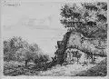 Jan Theodor Linnig, Landschaft mit Bauernkate, 1841, Radierung und Bleistift, in der Platte signiert und datiert