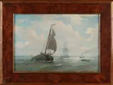 P.P. Schiedges I, Scheepvaart op het IJ in Amsterdam, Olieverf op paneel