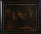 Thomas van Leent, Figuren bij kaarslicht, Olieverf op paneel