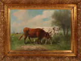 Henry Schouten, Landschap met koeien, Olieverf op linnen