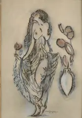 Jan Sluijters, Vrouwelijk naakt met bloemen, Pastel op papier