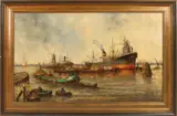 Wim Bos, Rotterdamse haven met vrachtschepen