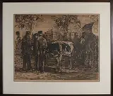 Veemarkt in dorp by Willem de Zwart, Ets op papier, offered Jul 2020