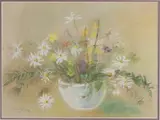 Germ de Jong, Vaas met bloemen, Pastel op papier