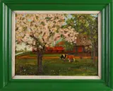 Feike C. Nossen, Hollands landschap, Olieverf op linnen