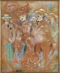 Henry Gerbault, Flanerende mensen, Pastel op papier