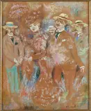 Henry Gerbault, Flanerende mensen, Pastel op papier