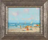 Strandgezicht Scheveningen by Den Haag J.J.H. van Leeuwen, Olieverf op paneel, offered Jul 2020
