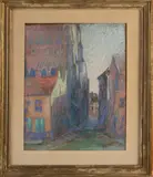 C.H. Tielmans, Dorpsstraat, Pastel op papier