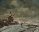 R. Holtrop, Hollands wintergezicht, Olieverf op linnen