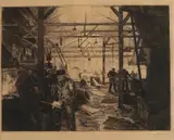 J. Sluijters jr., Fabrieksarbeiders aan het werk, Ets op papier