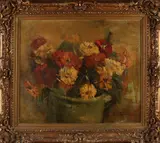 A. Wulfse, Pot met bloemen, Olieverf op linnen